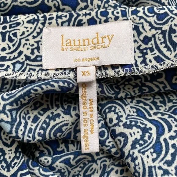 laundry by shelli segal blue white paisley top size XS - Picture 9 of 10
